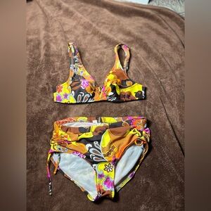 1960s Vintage Catalina Swimsuit Paisley Two piece Bikini high waisted